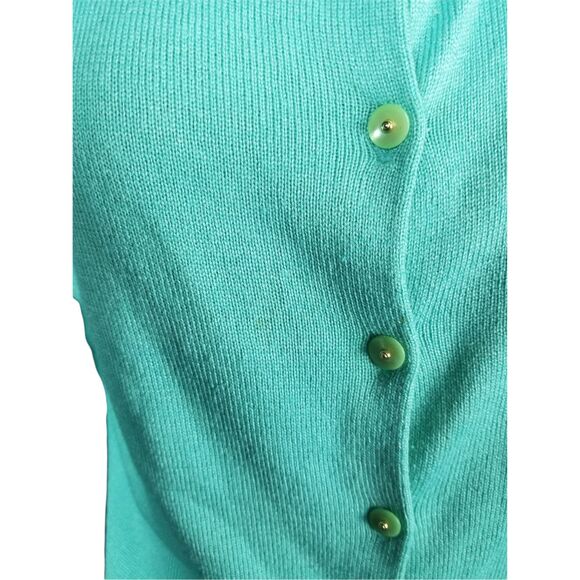 Milly of New York Vintage Silk/Cashmere Blue/Green Cardigan Size Medium - Picture 2 of 5